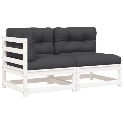 SOFA OGRODOWA Z PODUSZKAMI 2-OSOBOWA BIAŁA DREWNO SOSNOWE