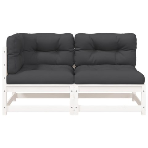 SOFA OGRODOWA Z PODUSZKAMI 2-OSOBOWA BIAŁA DREWNO SOSNOWE