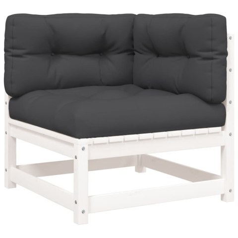 SOFA OGRODOWA Z PODUSZKAMI 2-OSOBOWA BIAŁA DREWNO SOSNOWE
