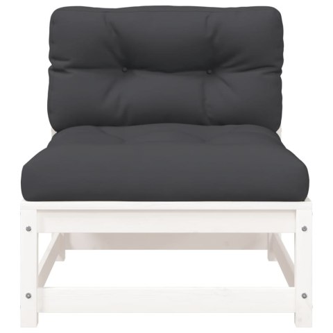 SOFA OGRODOWA Z PODUSZKAMI 2-OSOBOWA BIAŁA DREWNO SOSNOWE