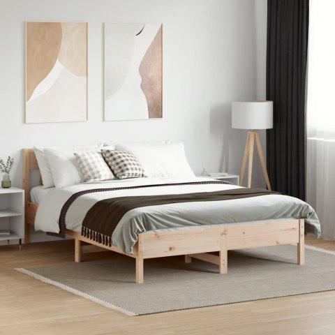 RAMA ŁÓŻKA Z WEZGŁOWIEM 135X190CM LITE DREWNO SOSNOWE