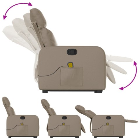 PODNOSZONY FOTEL MASUJĄCY ROZKŁADANY CAPPUCCINO EKOSKÓRA