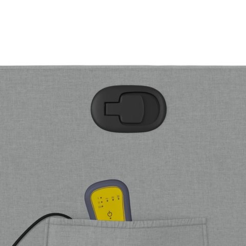 PODNOSZONY FOTEL MASUJĄCY ROZKŁADANY JASNOSZARY TKANINA