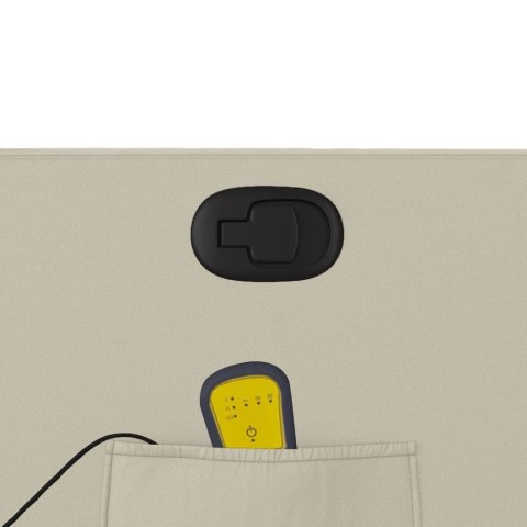 PODNOSZONY FOTEL MASUJĄCY ROZKŁADANY KREMOWY EKOSKÓRA