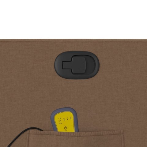 ROZKŁADANY FOTEL MASUJĄCY BRĄZOWY OBITY TKANINĄ