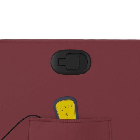 ROZKŁADANY FOTEL MASUJĄCY WINNA CZERWIEŃ OBITY SZTUCZNĄ SKÓRĄ