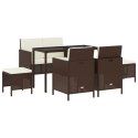 6-CZ. ZESTAW MEBLI OGRODOWYCH Z PODUSZKAMI BRĄZOWY POLIRATTAN