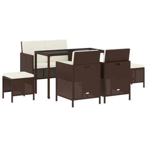 6-CZ. ZESTAW MEBLI OGRODOWYCH Z PODUSZKAMI BRĄZOWY POLIRATTAN