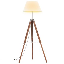 LAMPA PODŁOGOWA NA TRÓJNOGU DREWNO TEKOWE REGULOWANA 100–141 CM E27