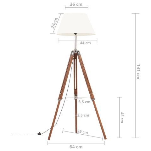 LAMPA PODŁOGOWA NA TRÓJNOGU DREWNO TEKOWE REGULOWANA 100–141 CM E27