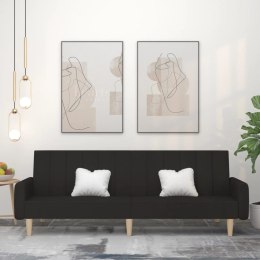 ROZKŁADANA KANAPA 2-OSOBOWA CZARNA TAPICEROWANA TKANINĄ