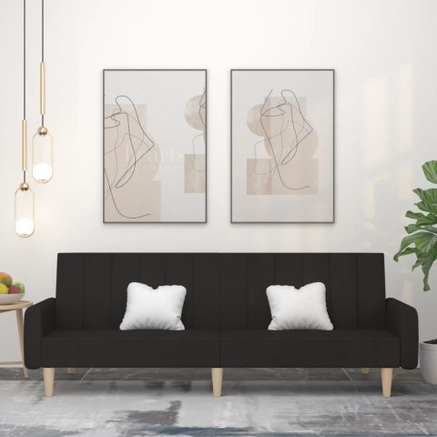 ROZKŁADANA KANAPA 2-OSOBOWA CZARNA TAPICEROWANA TKANINĄ