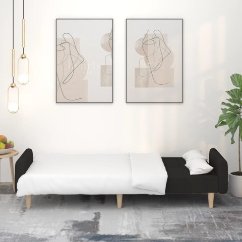 ROZKŁADANA KANAPA 2-OSOBOWA CZARNA TAPICEROWANA TKANINĄ