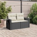 SOFA OGRODOWA Z PODUSZKAMI 2-OSOBOWA CZARNA POLIRATTAN