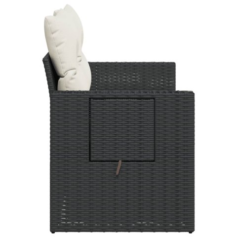 SOFA OGRODOWA Z PODUSZKAMI 2-OSOBOWA CZARNA POLIRATTAN