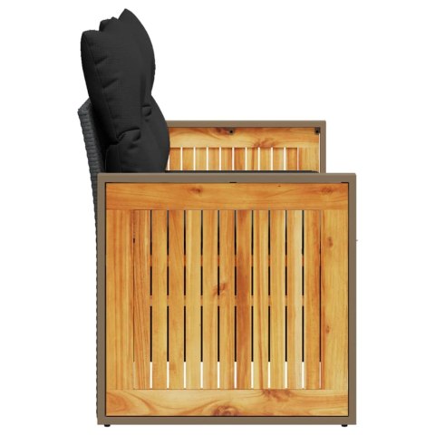 SOFA OGRODOWA Z PODUSZKAMI 2-OSOBOWA CZARNA POLIRATTAN