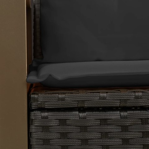 SOFA OGRODOWA Z PODUSZKAMI 2-OSOBOWA CZARNA POLIRATTAN