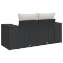 SOFA OGRODOWA Z PODUSZKAMI 2-OSOBOWA CZARNA POLIRATTAN