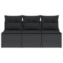SOFA OGRODOWA Z PODUSZKAMI 3-OSOBOWA CZARNA POLIRATTAN