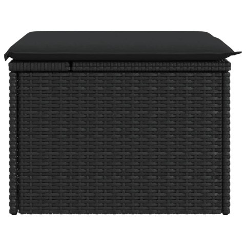 STOŁEK OGRODOWY Z PODUSZKĄ CZARNY 55X55X37CM POLIRATTAN