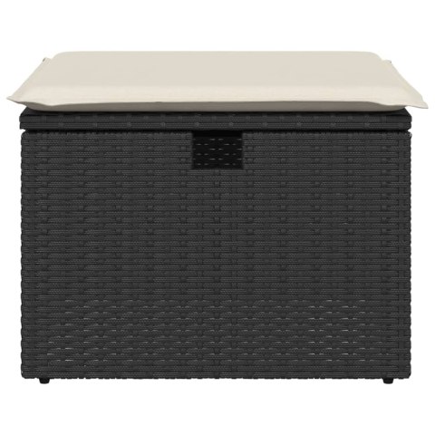 STOŁEK OGRODOWY Z PODUSZKĄ CZARNY 55X55X37CM POLIRATTAN