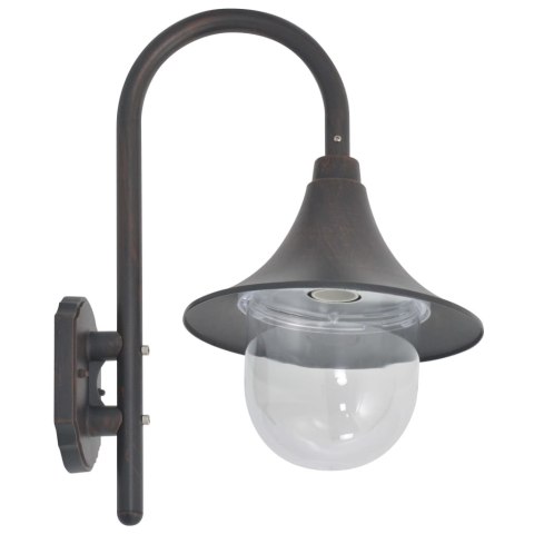 ŚCIENNA LAMPA OGRODOWA 42CM E27 ALUMINIOWA KOLOR BRĄZU