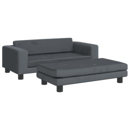 SOFA DZIECIĘCA Z PODNÓŻKIEM CIEMNOSZARA 100X50X30CM AKSAMIT