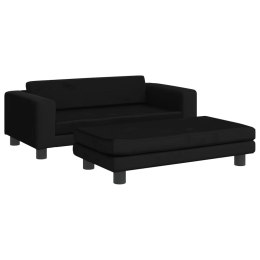 SOFA DZIECIĘCA Z PODNÓŻKIEM CZARNA 100X50X30CM AKSAMIT