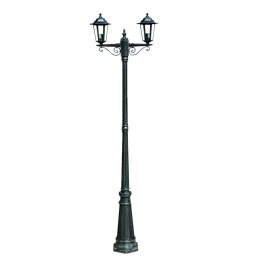 STOJĄCA LAMPA OGRODOWA 2-RAMIENNA 215CM CIEMNOZIELONA/CZARNA