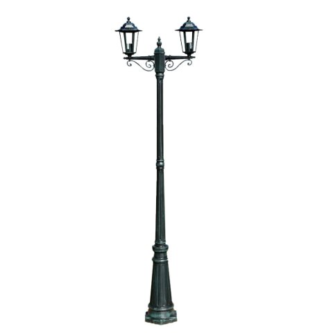 STOJĄCA LAMPA OGRODOWA 2-RAMIENNA 215CM CIEMNOZIELONA/CZARNA