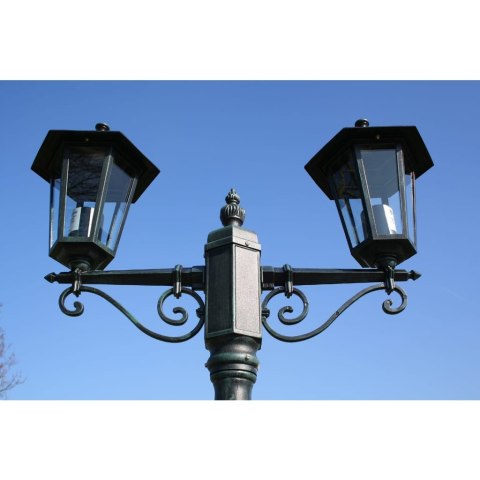 STOJĄCA LAMPA OGRODOWA 2-RAMIENNA 215CM CIEMNOZIELONA/CZARNA