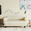 SOFA DZIECIĘCA Z PODNÓŻKIEM KREMOWA 100X50X30CM EKOSKÓRA