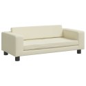 SOFA DZIECIĘCA Z PODNÓŻKIEM KREMOWA 100X50X30CM EKOSKÓRA