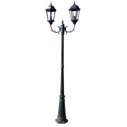 STOJĄCA LAMPA OGRODOWA 2-RAMIENNA 230CM CIEMNOZIELONA/CZARNA