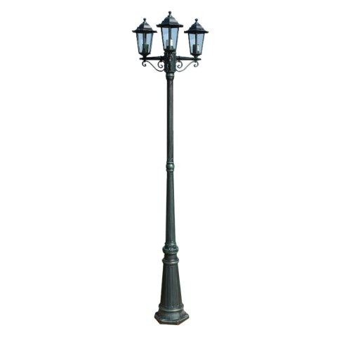 STOJĄCA LAMPA OGRODOWA 3-RAMIENNA 215CM CIEMNOZIELONA/CZARNA