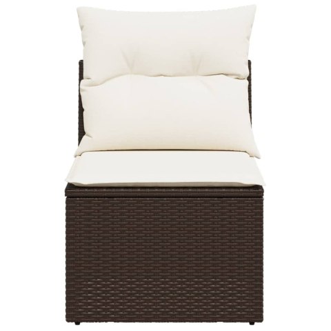 MODUŁ SOFY BEZ PODŁOKIETNIKÓW Z PODUSZKAMI BRĄZOWY