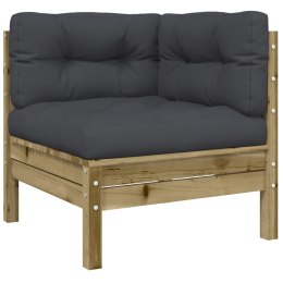 OGRODOWA SOFA NAROŻNA Z PODUSZKAMI IMPREGNOWANE DREWNO SOSNOWE