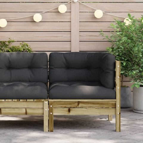 OGRODOWA SOFA NAROŻNA Z PODUSZKAMI IMPREGNOWANE DREWNO SOSNOWE