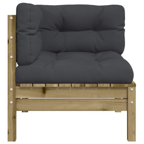 OGRODOWA SOFA NAROŻNA Z PODUSZKAMI IMPREGNOWANE DREWNO SOSNOWE