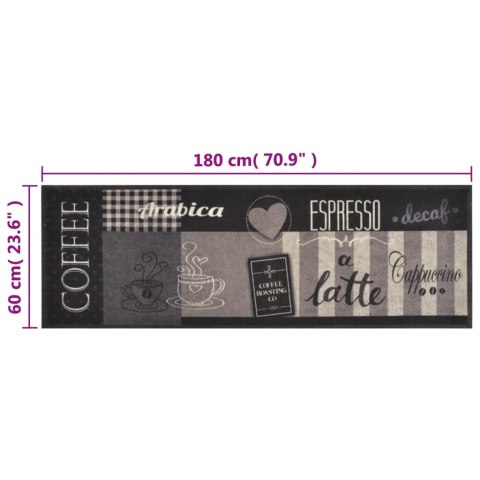 DYWANIK KUCHENNY WZÓR Z MOTYWEM COFFEE CZARNY 60X180CM