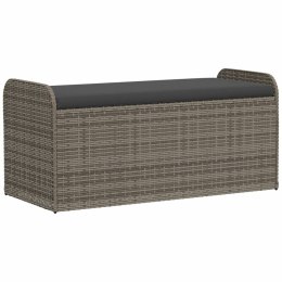 ŁAWKA ZE SCHOWKIEM I PODUSZKĄ SZARA 115X51X52CM POLIRATTAN