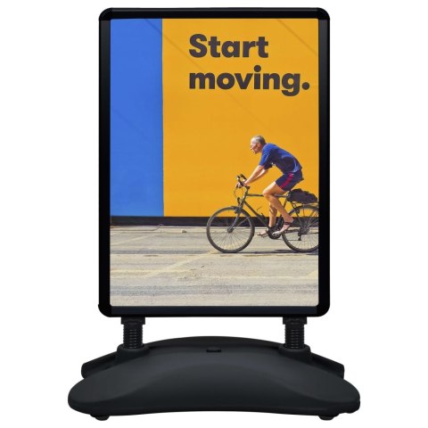 STOJAK NA PLAKAT A1 Z PODSTAWĄ NA WODĘ CZARNY STOP ALUMINIUM