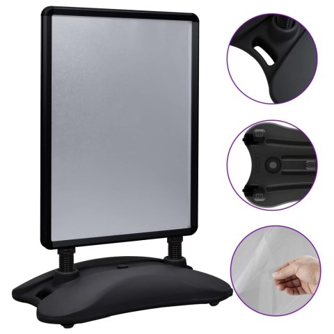 STOJAK NA PLAKAT A1 Z PODSTAWĄ NA WODĘ CZARNY STOP ALUMINIUM