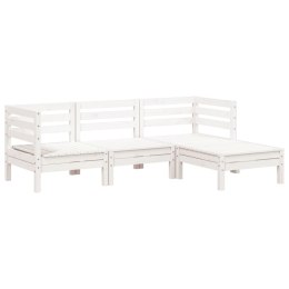 OGRODOWA SOFA 3-OSOBOWA Z PODNÓŻKIEM BIAŁA DREWNO SOSNOWE