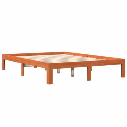 RAMA ŁÓŻKA WOSKOWY BRĄZ 140X190CM LITE DREWNO SOSNOWE