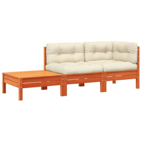 SOFA OGRODOWA Z PODUSZKAMI I PODNÓŻKIEM LITE DREWNO SOSNOWE