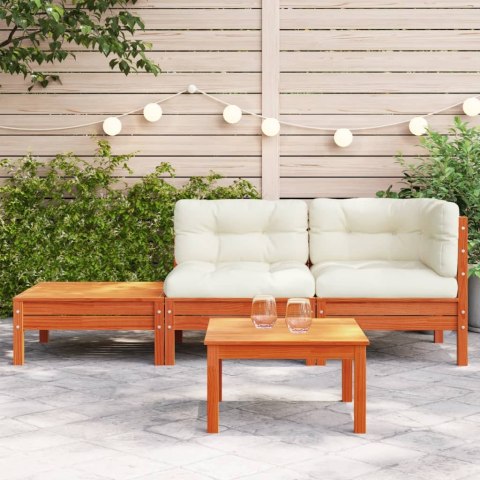 SOFA OGRODOWA Z PODUSZKAMI I PODNÓŻKIEM LITE DREWNO SOSNOWE