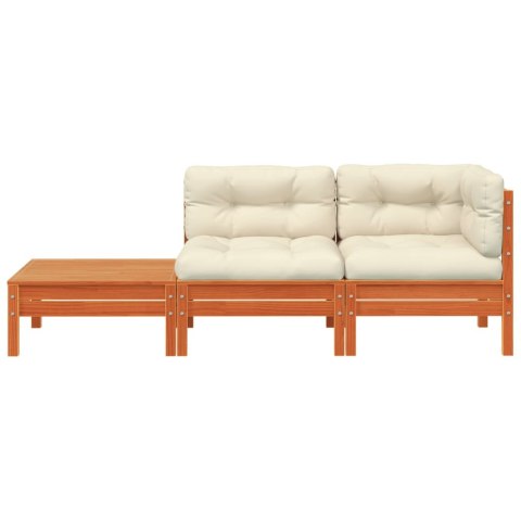 SOFA OGRODOWA Z PODUSZKAMI I PODNÓŻKIEM LITE DREWNO SOSNOWE