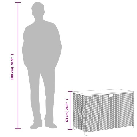 SKRZYNIA OGRODOWA CZARNA 110X55X63CM POLIRATTAN I AKACJA