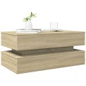 STOLIK KAWOWY Z OŚWIETLENIEM LED DĄB SONOMA 90X50X40CM